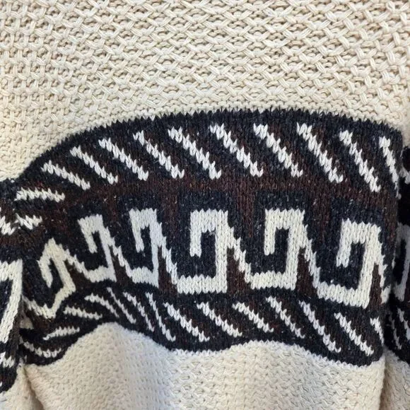 Vince cowl neck fisherman cardigan with indigenous design - Picture 2 of 9